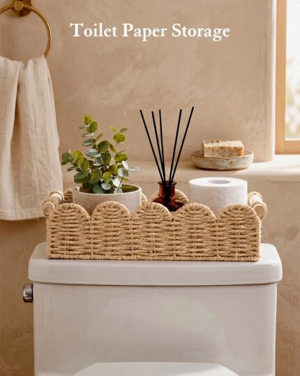 Scalloped Toilet Paper Storage Basket - detail 1