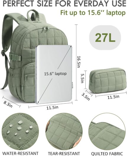 15.6" Quilted Travel Laptop Backpack - detail 1