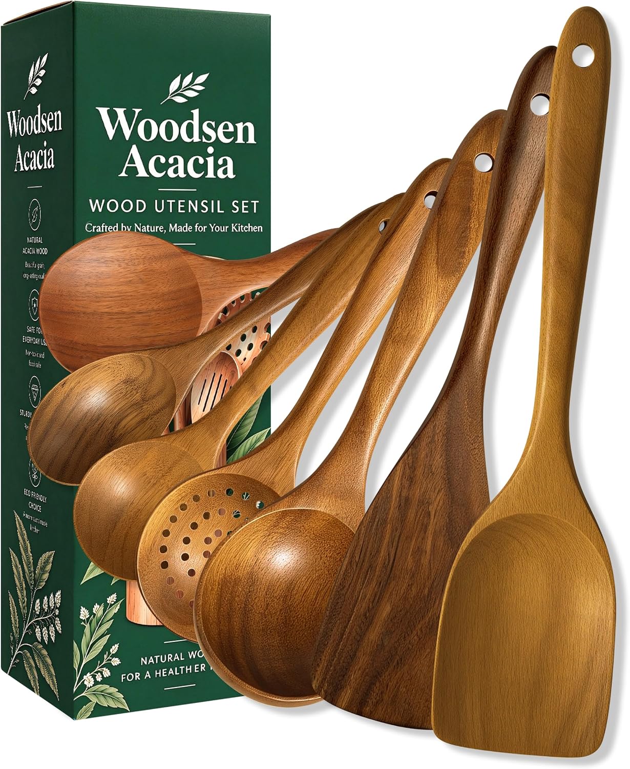 Acacia wood utensil set